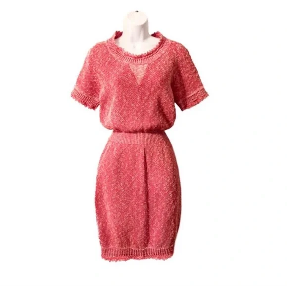Fendi | Dresses | Fendi Designer Short Sleeve Midi Knee Length Knit Sweater  Dresssalmon Pink | Poshmark